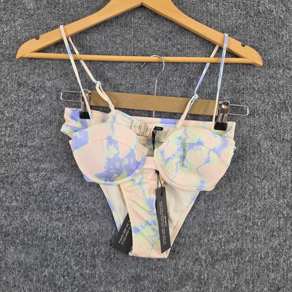 Triangl Bikini Set S/M Underwire Top High Waist Bottom Pastel Tie Dye Beach Pool